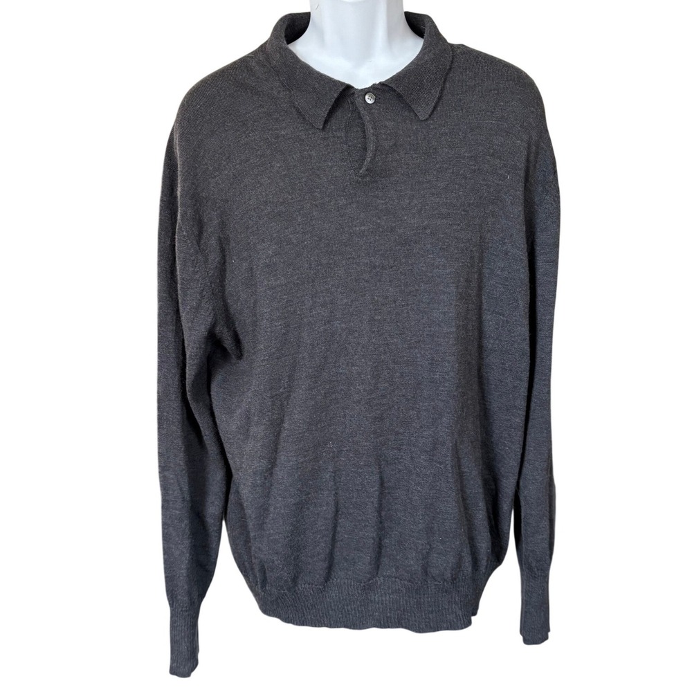 Banana Republic Extra Fine Italian Merino Wool Sweater Sz XL Gray Casual‎